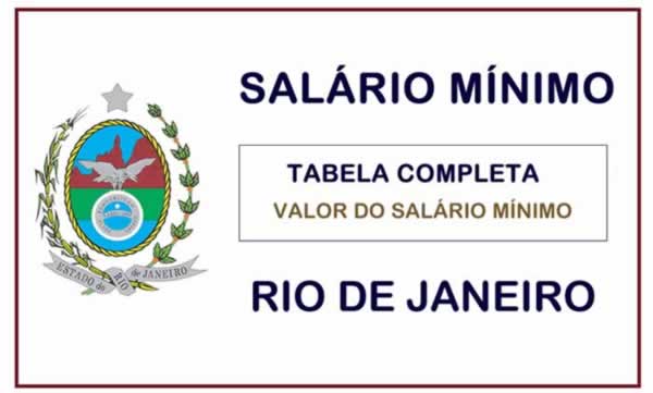 valor do salário mínimo Rio de Janeiro
