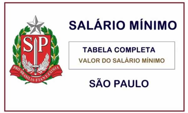 valor do salário mínimo São Paulo